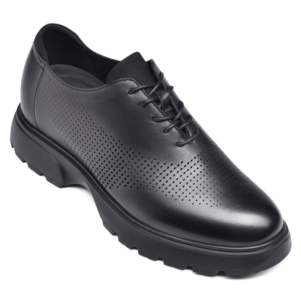 CHAMARIPA 7cm/2.76" Elevator Shoes Height Increasing black casual oxford